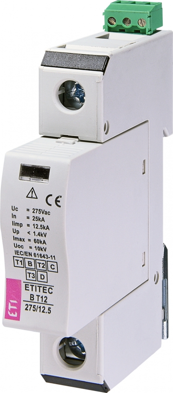 ETI Ограничитель перенапряжения ETITEC B T12 275/12,5 (1+0) 1p, RC (арт.2440314)