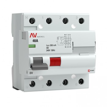 EKF Устройство защитного отключения DV 4P 40А/300мА (A) EKF AVERES rccb-4-40-300-a-av