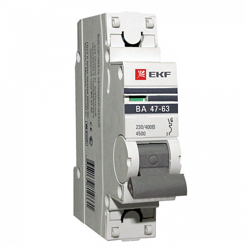 EKF Автоматический выключатель 1P 10А (C) 4,5kA ВА 47-63 PROxima mcb4763-1-10C-pro
