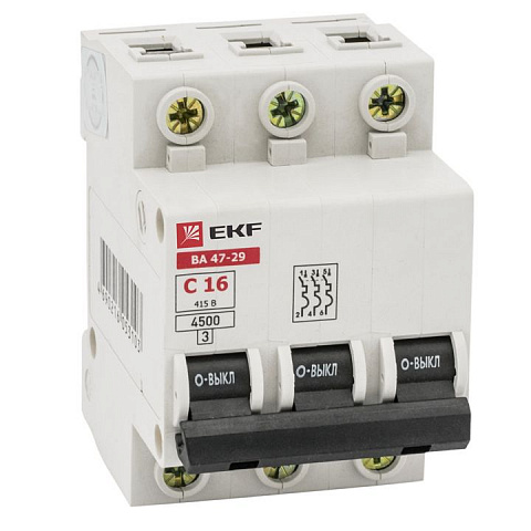 EKF Автоматический выключатель 3P 20А (C) 4,5кА ВА 47-29 Basic mcb4729-3-20C