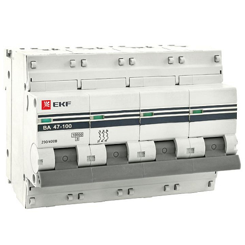 EKF Автоматический выключатель 4P 80А (D) 10kA ВА 47-100 PROxima mcb47100-4-80D-pro